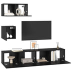 TV spintelių komplektas 4 pcs Juodas ąžuolas Apdirbta mediena