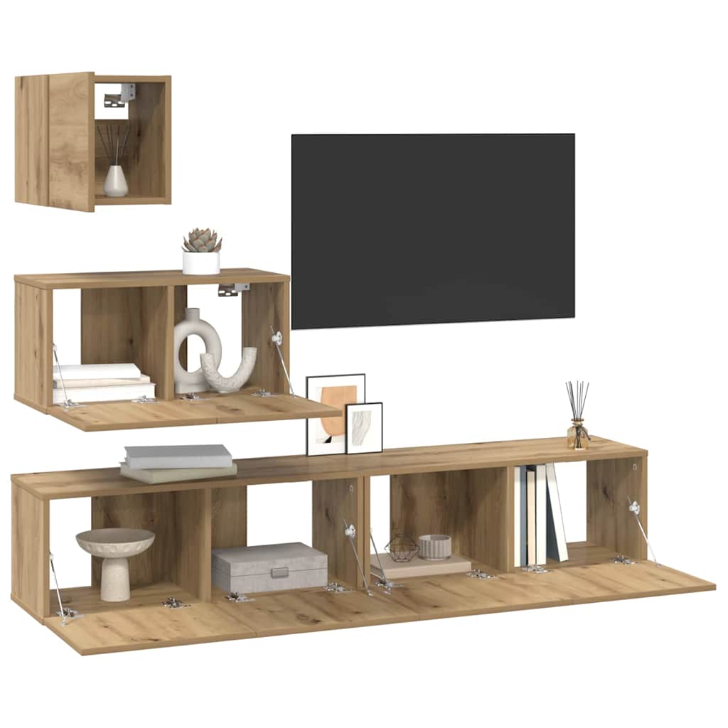 TV spintelių komplektas 4 pcs Amatininkų ąžuolas