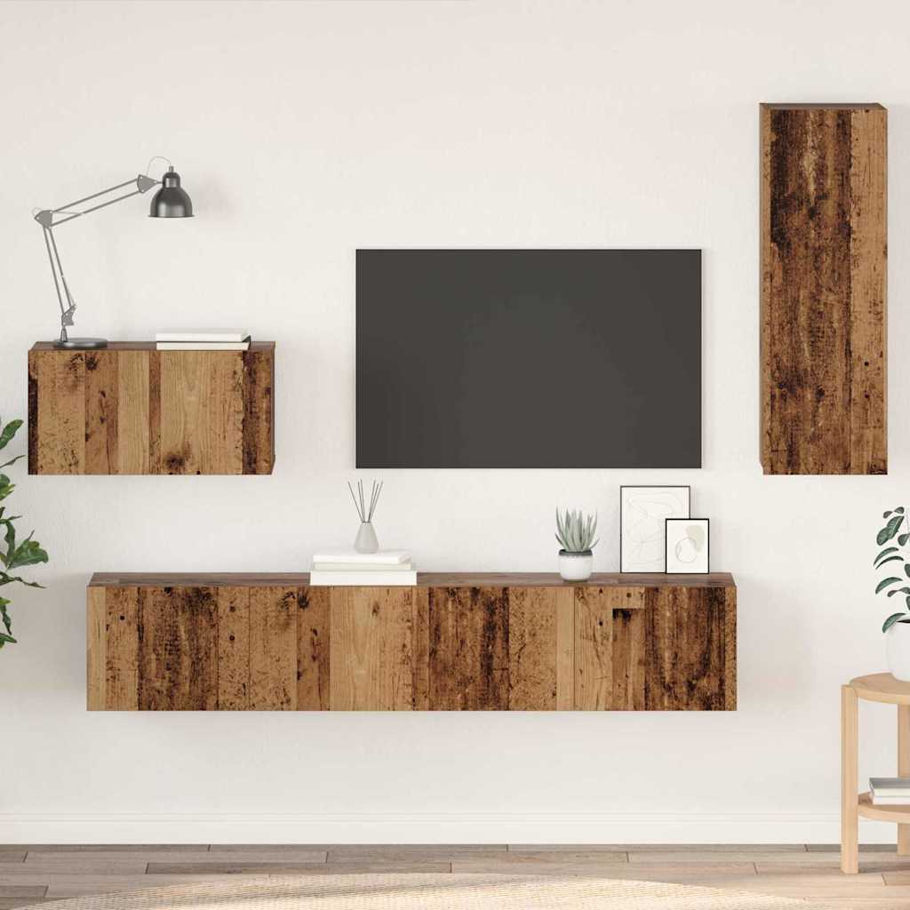 Sieninis televizoriaus stovas 4 pcs Senovinis medis