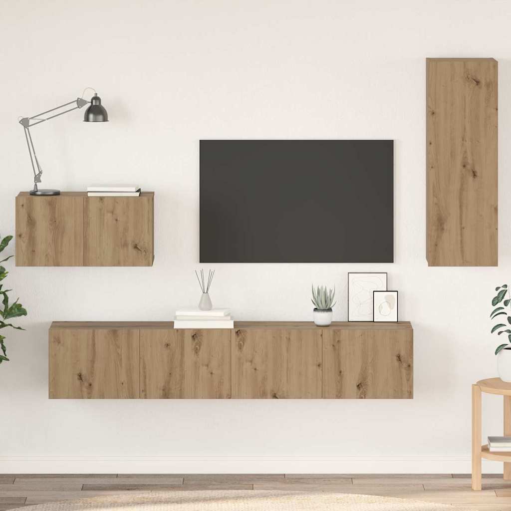 Sieninis televizoriaus stovas 4 pcs Amatininkų ąžuolas