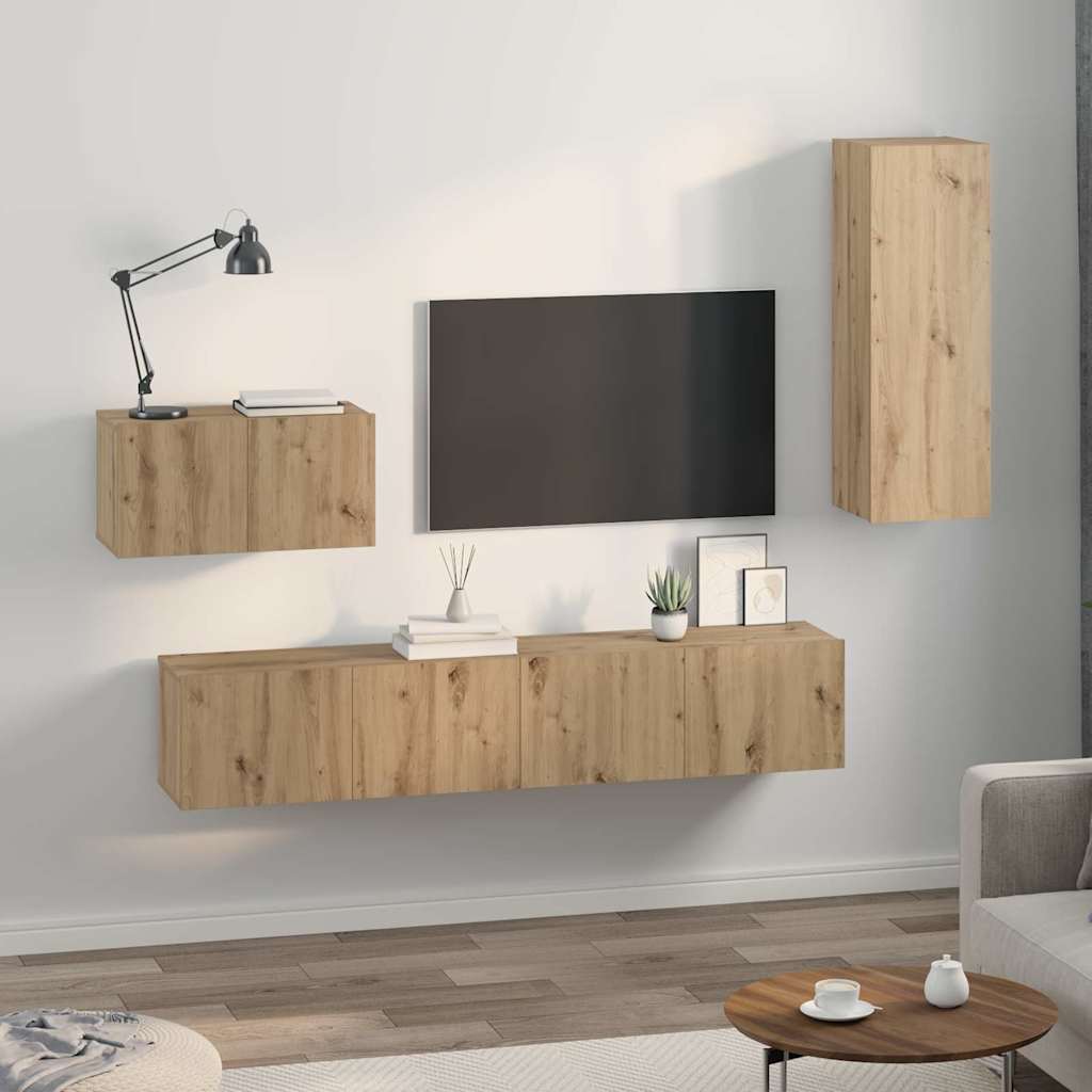 Sieninis televizoriaus stovas 4 pcs Amatininkų ąžuolas