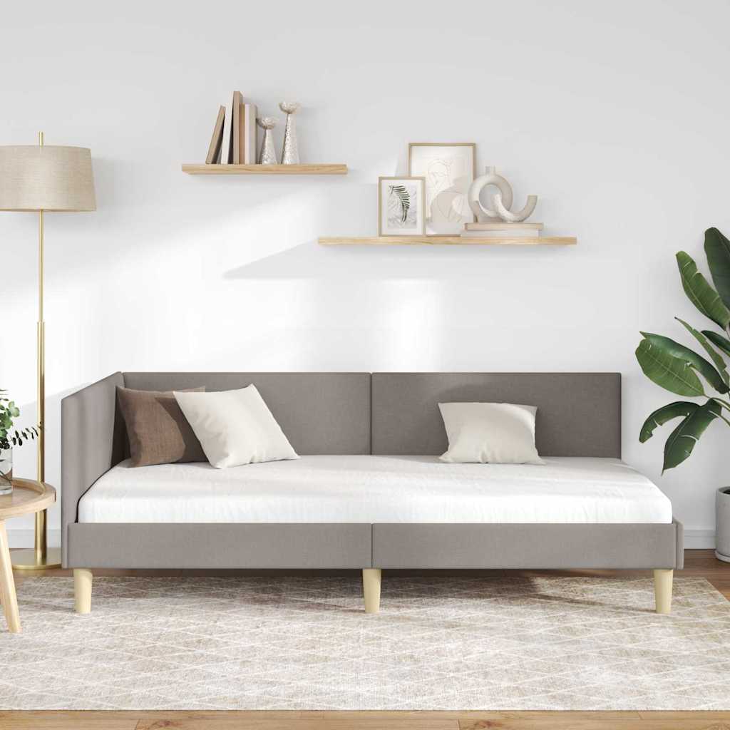 Kampinė lovos konstrukcija su galvūgalio Taupe 90 cm x 190 cm