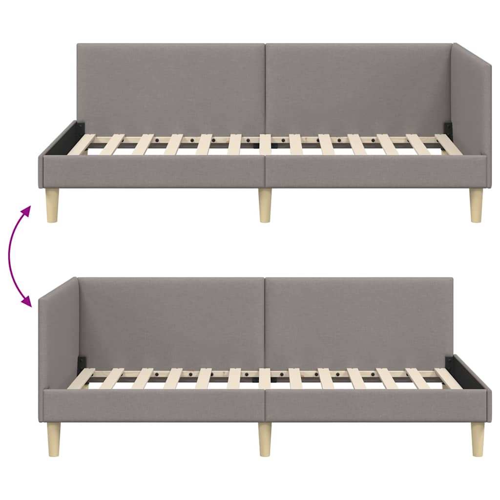 Kampinė lovos konstrukcija su galvūgalio Taupe 90 cm x 190 cm