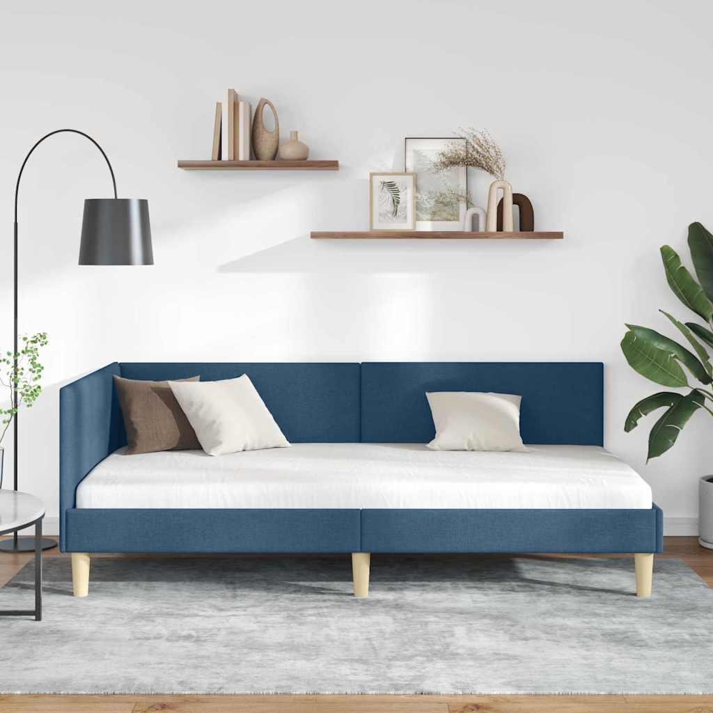 Kampinė lovos konstrukcija su galvūgalio Mėlyna 90 cm x 200 cm