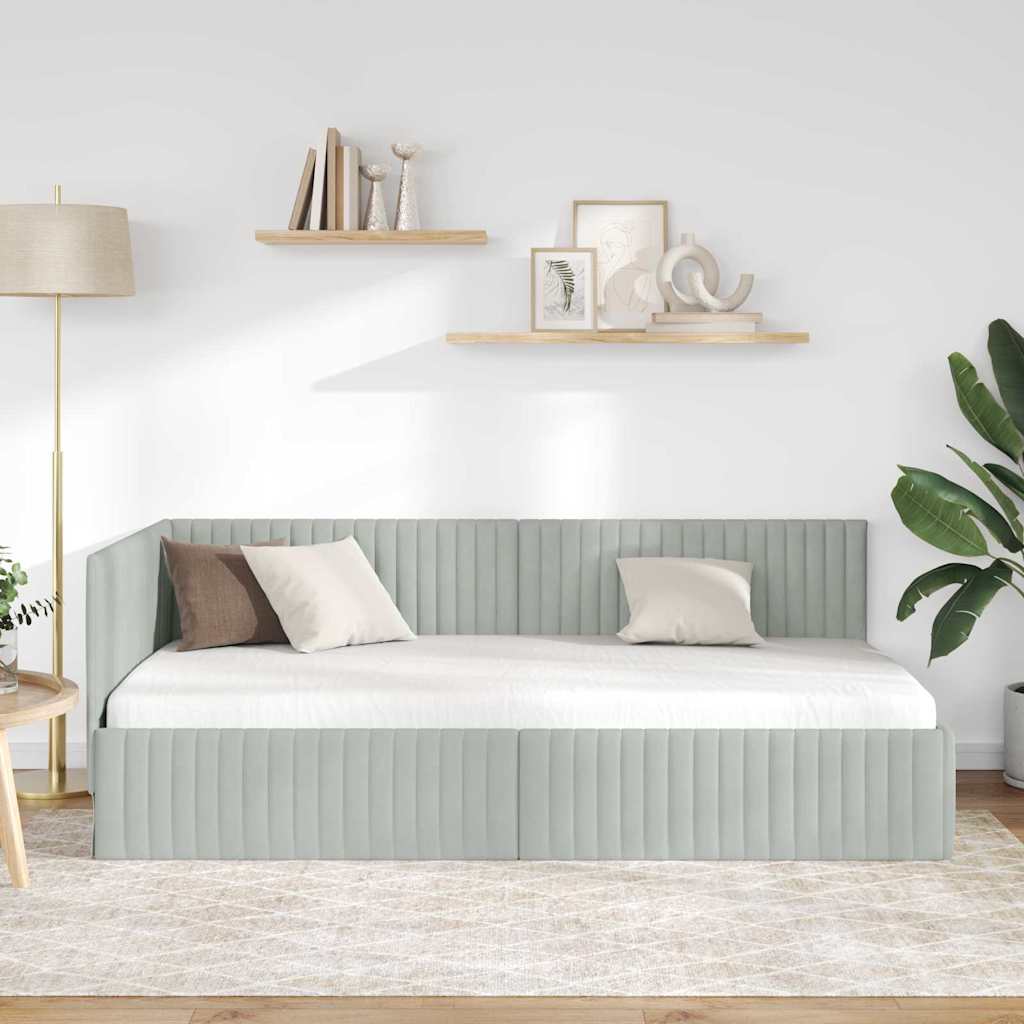 Kampinė lovos konstrukcija Šviesiai pilka 90 cm x 200 cm