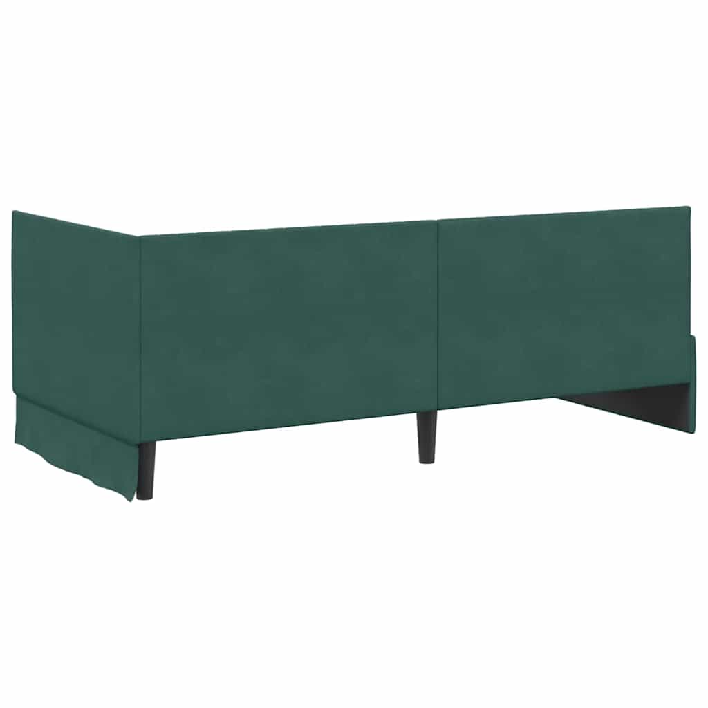 Kampinė lovos konstrukcija Tamsiai žalia 90 cm x 200 cm Aksomas