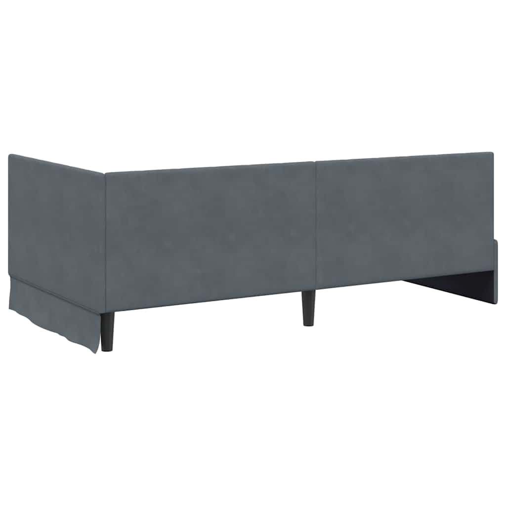 Kampinė lovos konstrukcija Tamsiai pilka 90 cm x 190 cm Aksomas