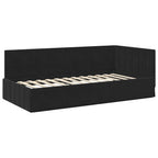Kampinė lovos konstrukcija Juoda 90 cm x 190 cm Aksomas