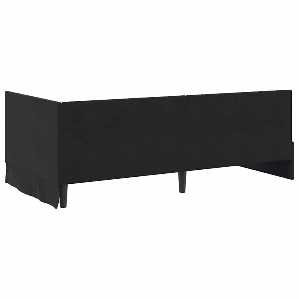 Kampinė lovos konstrukcija Juoda 90 cm x 190 cm Aksomas