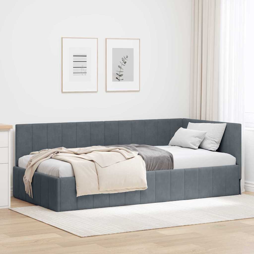 Kampinė lovos konstrukcija 80 cm x 200 cm Aksomas
