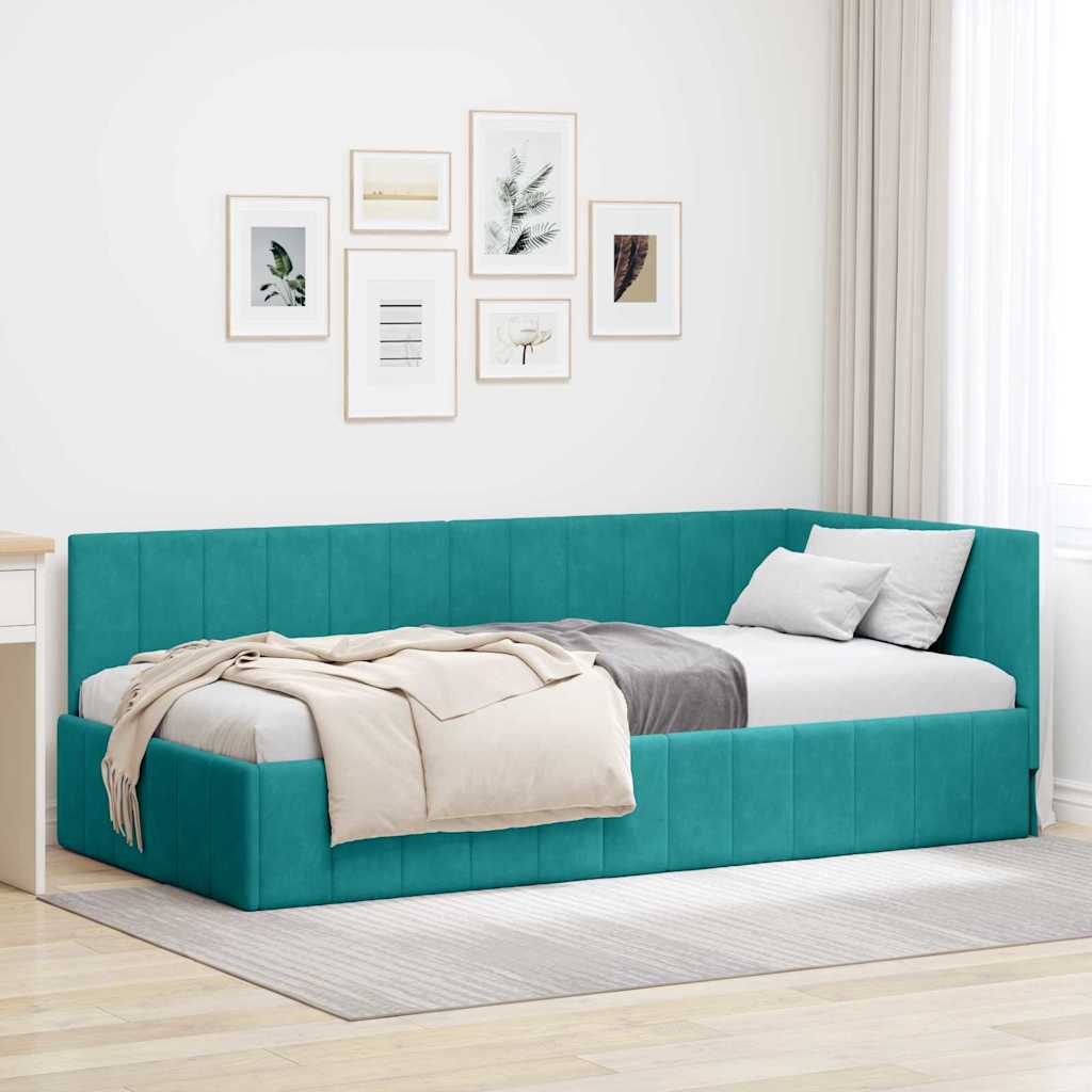 Kampinė lovos konstrukcija 80 cm x 200 cm Aksomas