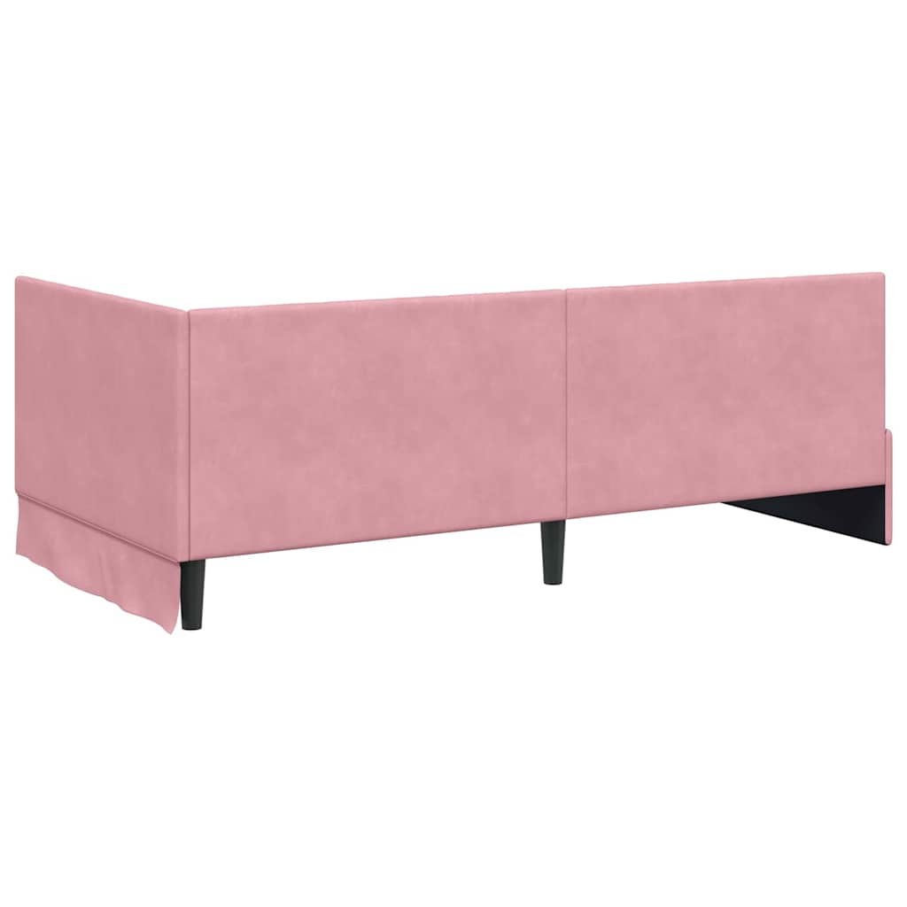 Kampinė lovos konstrukcija Rožinė 100 cm x 200 cm Aksomas