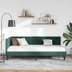 Kampinė lovos konstrukcija Tamsiai žalia 90 cm x 200 cm Aksomas