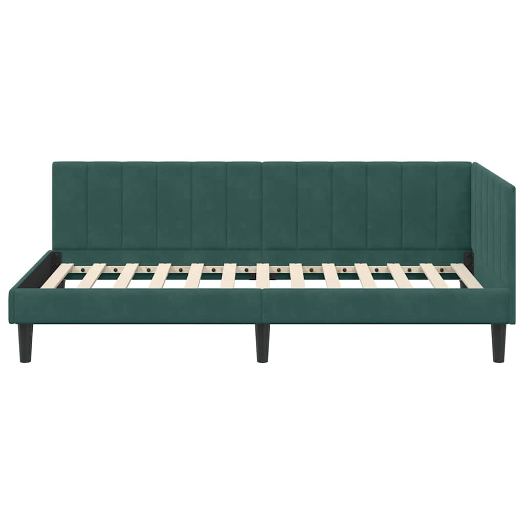 Kampinė lovos konstrukcija Tamsiai žalia 90 cm x 200 cm Aksomas