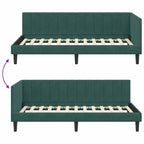 Kampinė lovos konstrukcija Tamsiai žalia 90 cm x 200 cm Aksomas