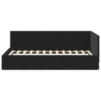 Kampinė lovos konstrukcija Juoda 90 cm x 190 cm Aksomas