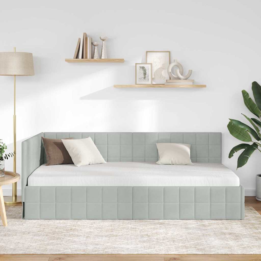 Kampinė lovos konstrukcija Šviesiai pilka 90 cm x 200 cm