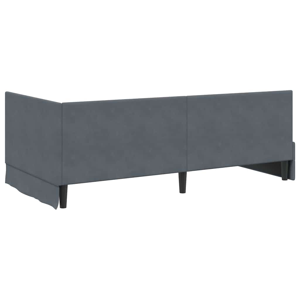 Kampinė lovos konstrukcija Tamsiai pilka 90 cm x 200 cm Aksomas