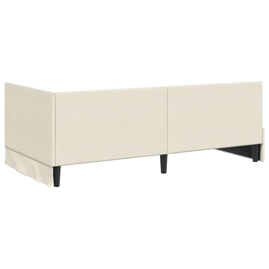Kampinė lovos konstrukcija Kreminė 90 cm x 200 cm Aksomas
