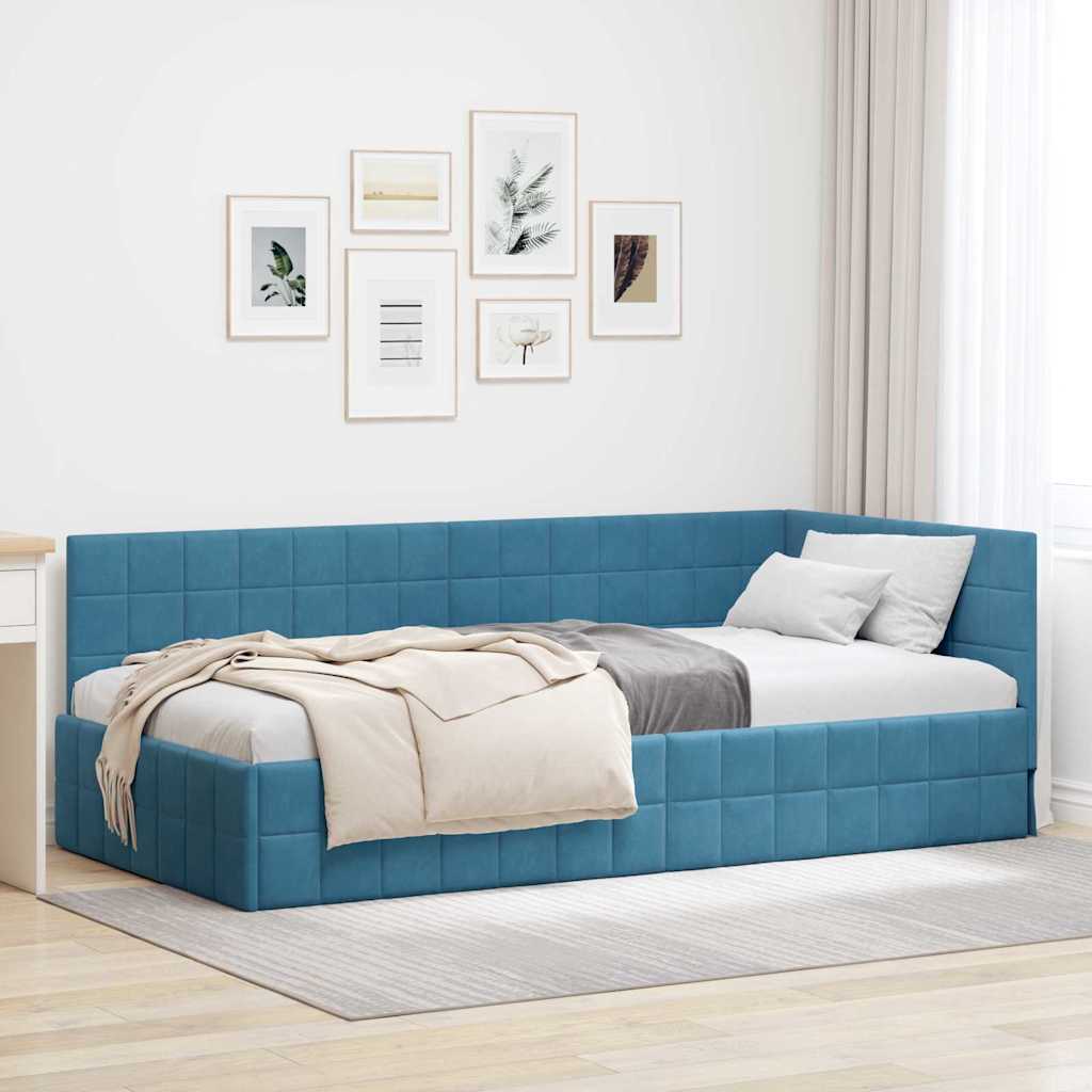 Kampinė lovos konstrukcija 100 cm x 200 cm Aksomas