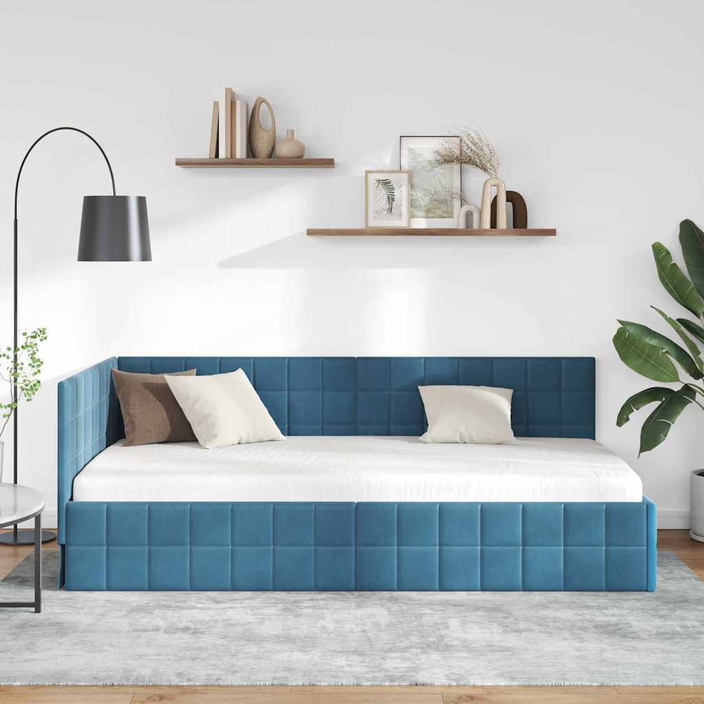 Kampinė lovos konstrukcija 100 cm x 200 cm Aksomas