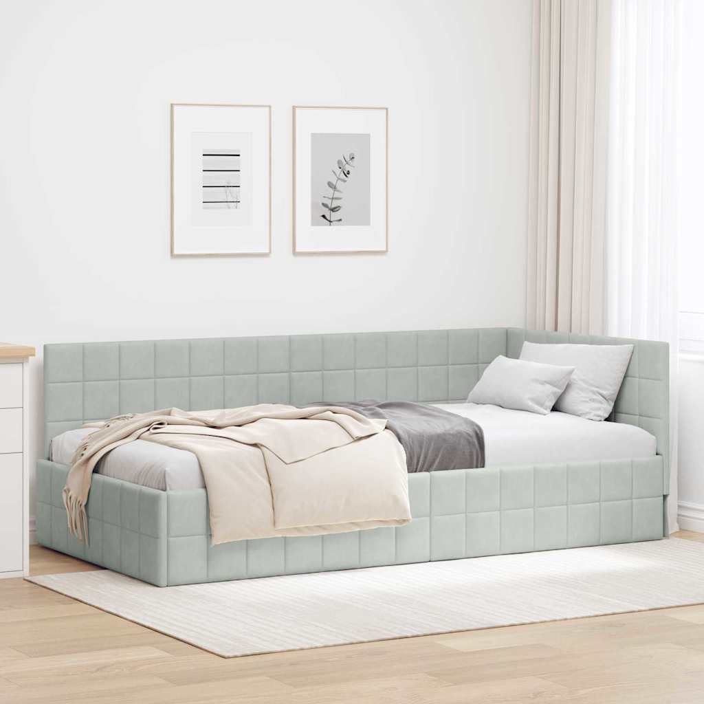 Kampinė lovos konstrukcija 100 cm x 200 cm Aksomas