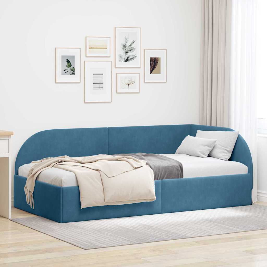 Kampinė lovos konstrukcija 90 cm x 200 cm Aksomas