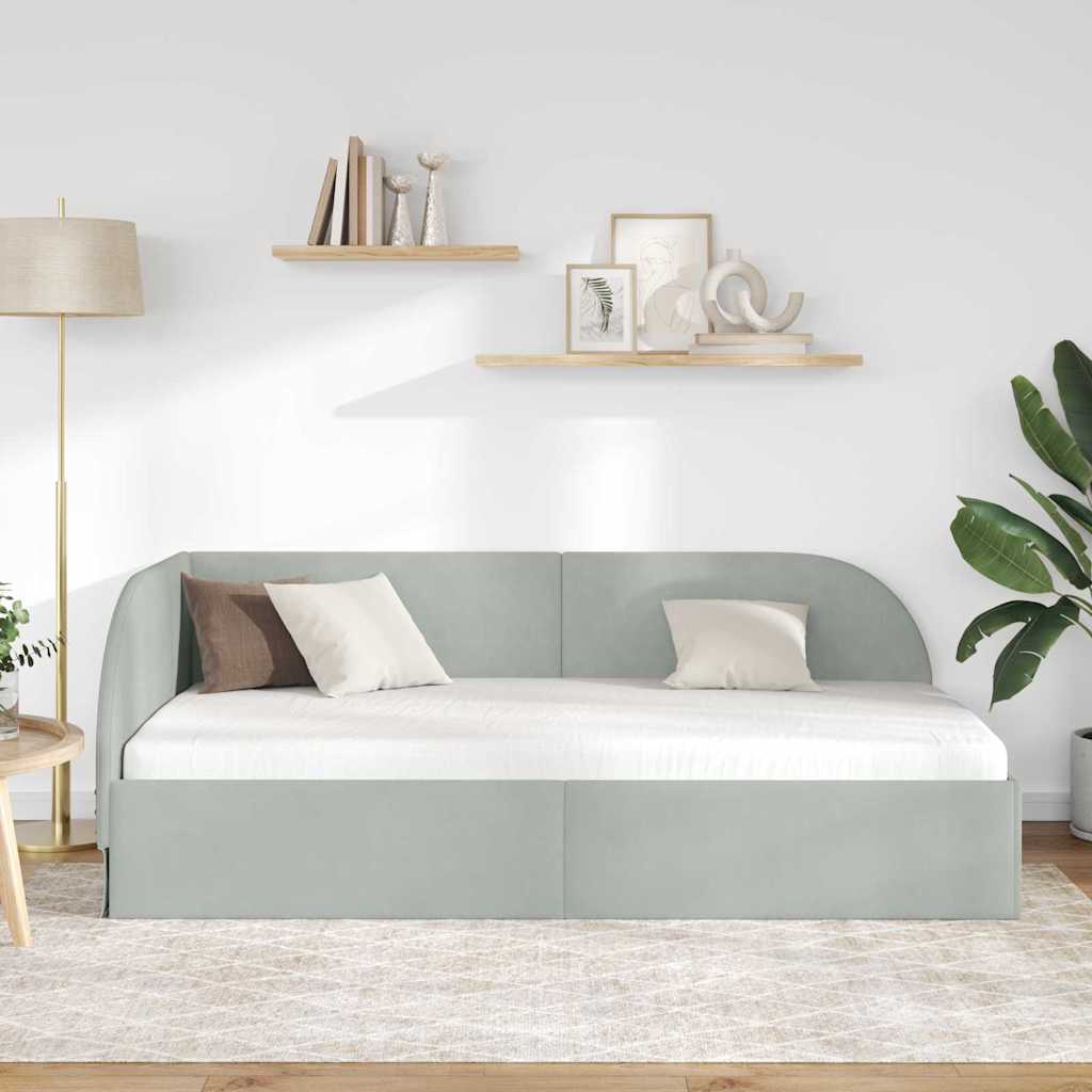 Kampinė lovos konstrukcija Šviesiai pilka 90 cm x 200 cm