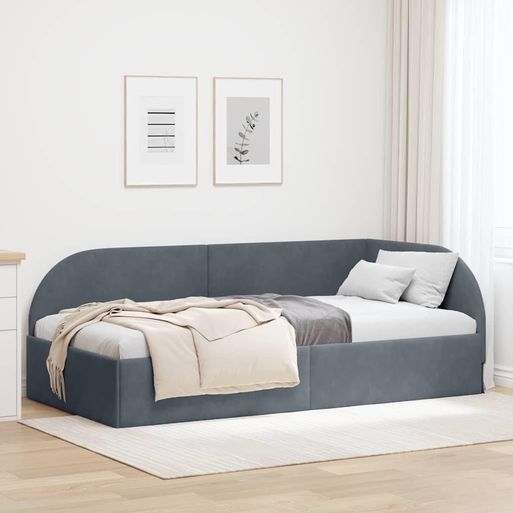 Kampinė lovos konstrukcija 90 cm x 200 cm Aksomas