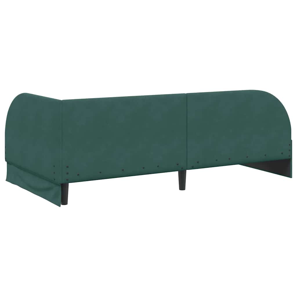 Kampinė lovos konstrukcija Tamsiai žalia 90 cm x 200 cm Aksomas