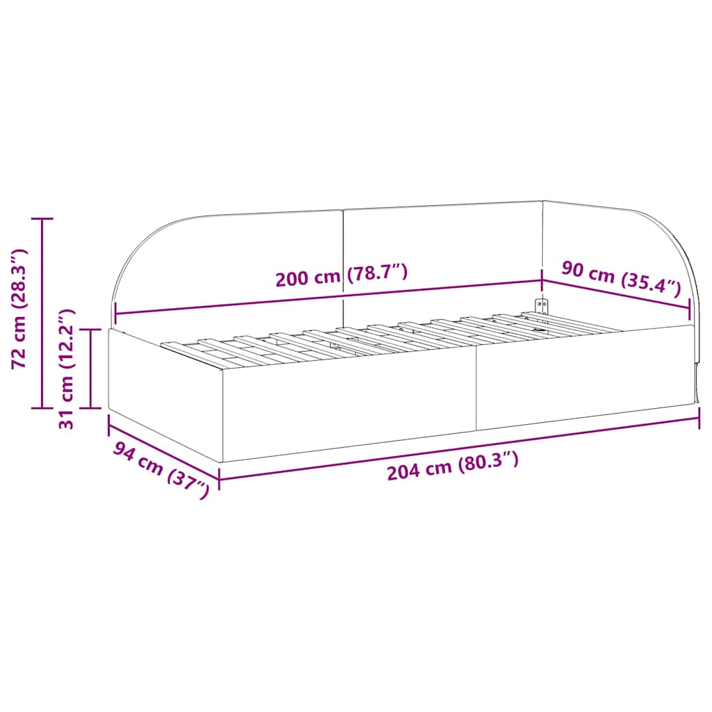 Kampinė lovos konstrukcija Tamsiai žalia 90 cm x 200 cm Aksomas