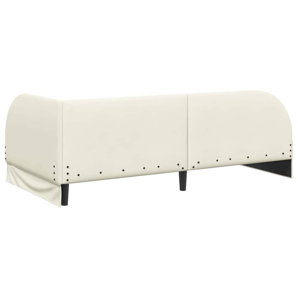 Kampinė lovos konstrukcija Kreminė 100 cm x 200 cm Aksomas