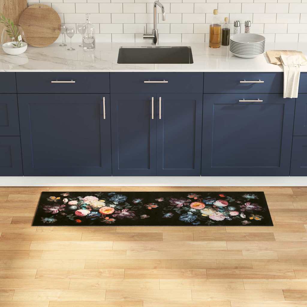 Virtuvės kilimas Juoda 150 x 45 cm Aksomas