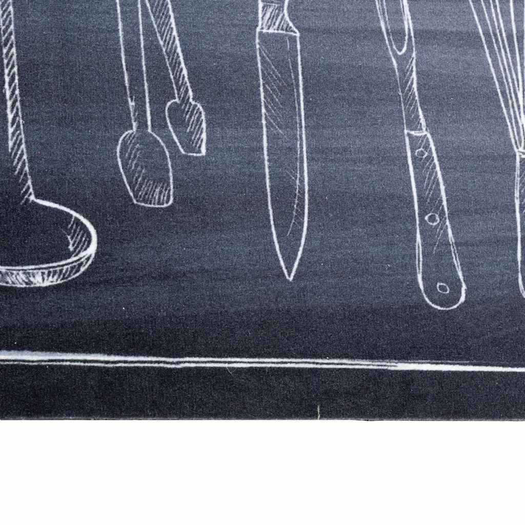 Virtuvės kilimas Juoda 180 x 60 cm Aksomas