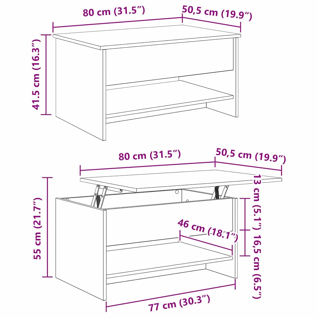 Kavos staliukas Amatininkų ąžuolas 80 x 50,5 x 41,5 cm