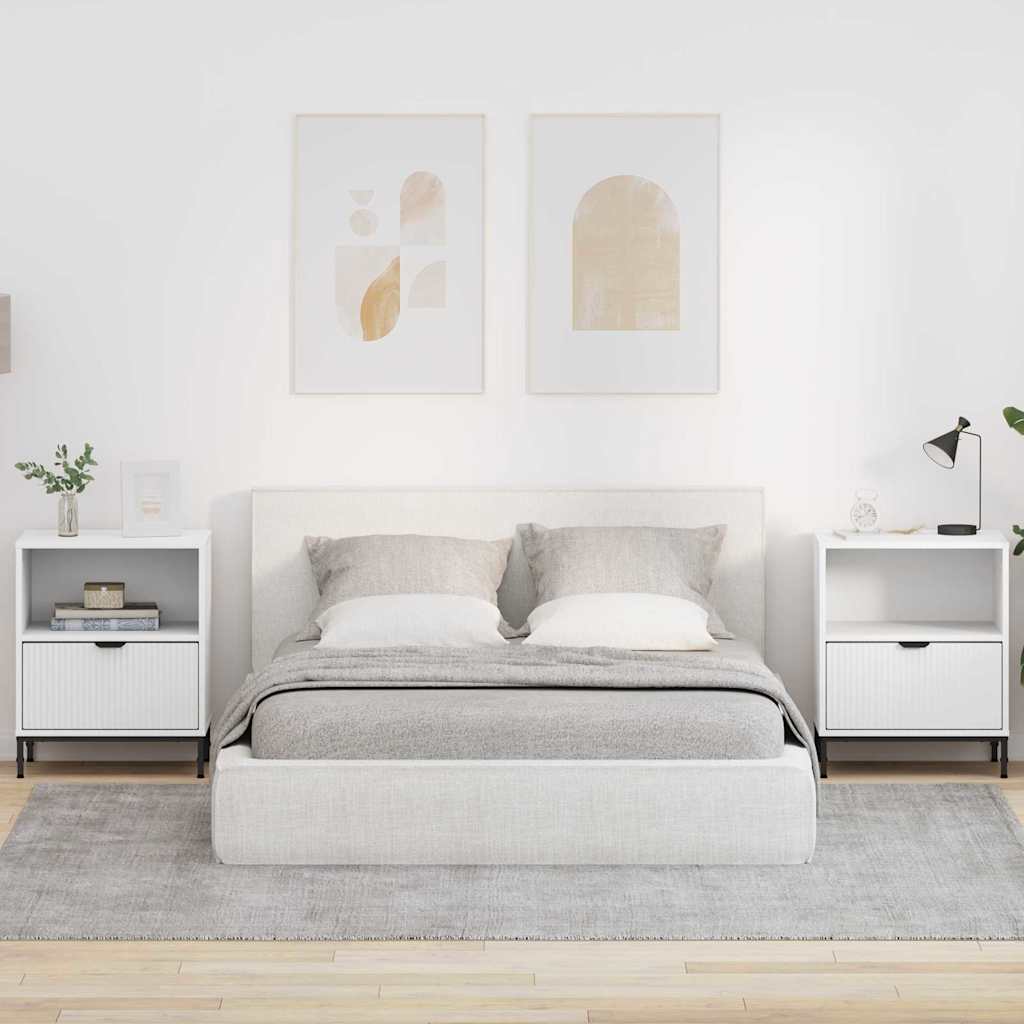 Naktiniai staliukai su stalčių 2 pcs Balta 49 x 36 x 61 cm