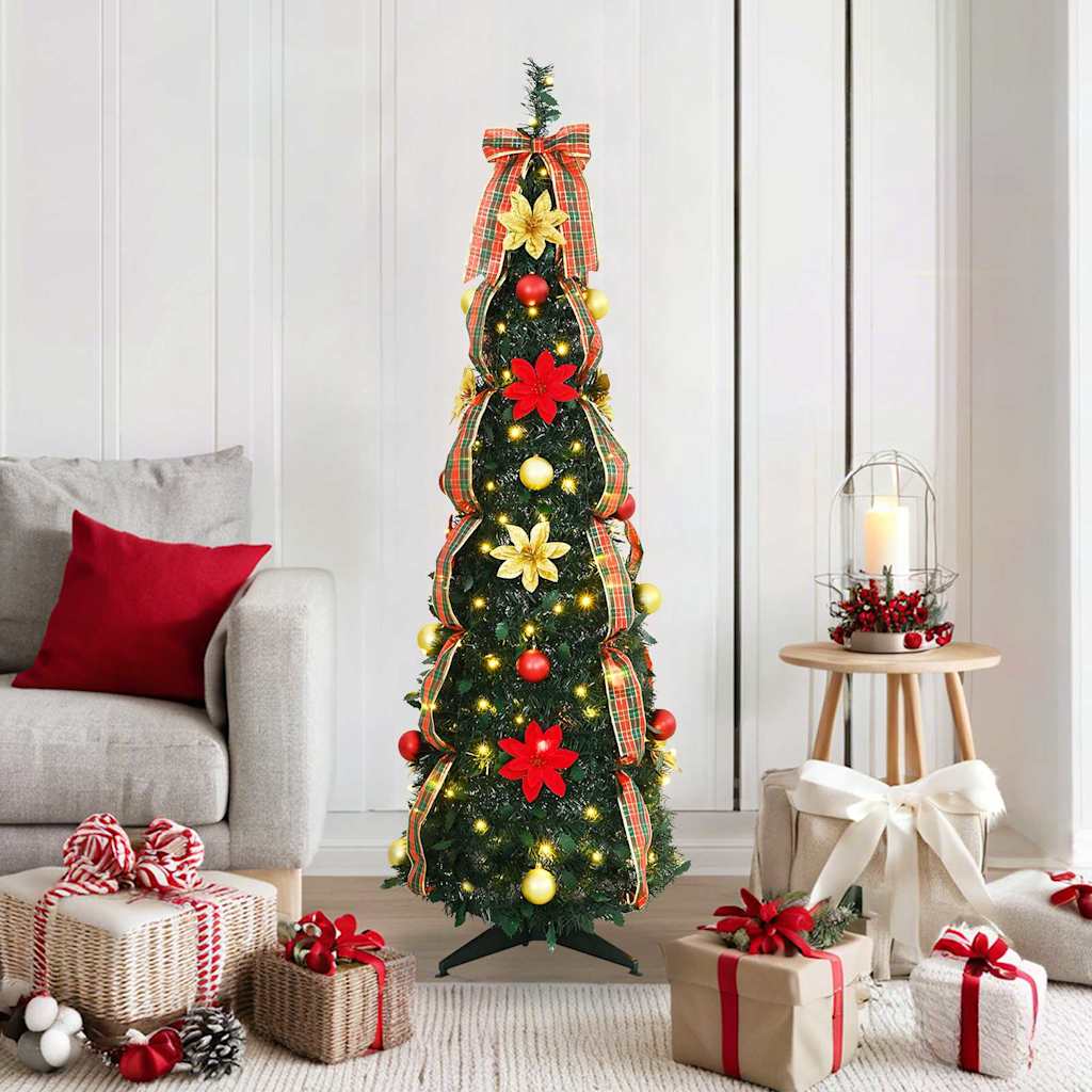 Dirbtinė Kalėdų eglutė su 100 LED s stovu Žalia 150 cm PVC