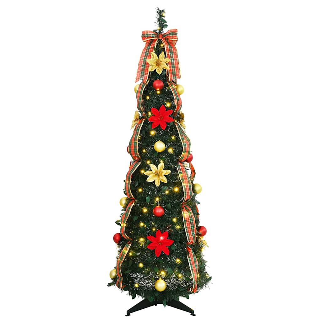 Dirbtinė Kalėdų eglutė su 100 LED s stovu Žalia 150 cm PVC