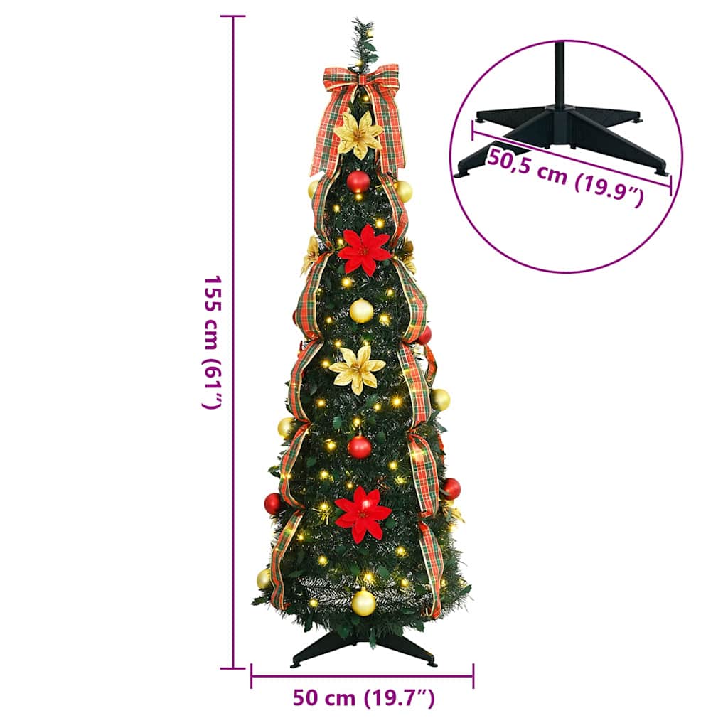 Dirbtinė Kalėdų eglutė su 100 LED s stovu Žalia 150 cm PVC