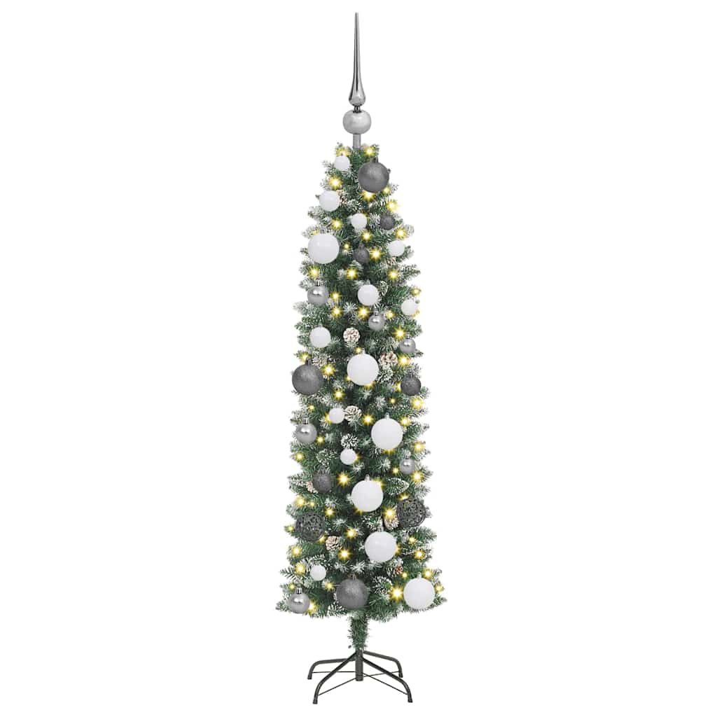 Dirbtinis lieknas Kalėdų medis su 150 LED Žalia ir balta 120 cm