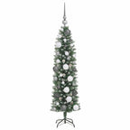 Dirbtinis lieknas Kalėdų medis su 150 LED Žalia ir balta 120 cm