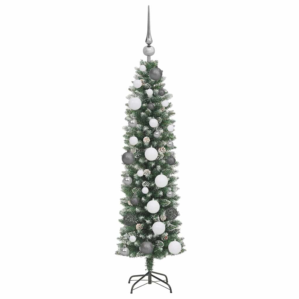Dirbtinis lieknas Kalėdų medis su 150 LED Žalia ir balta 120 cm