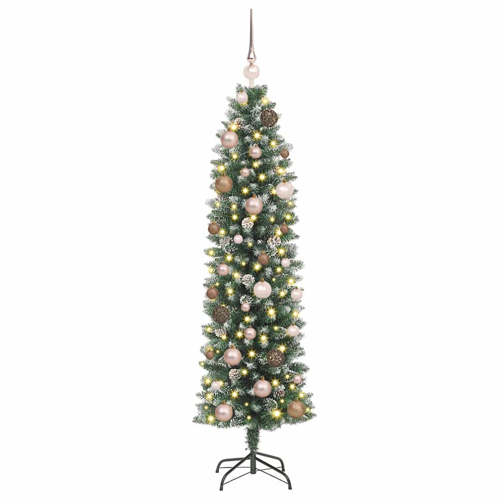 Dirbtinis lieknas Kalėdų medis su 150 LED Žalia ir balta 150 cm