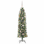 Dirbtinis lieknas Kalėdų medis su 150 LED Žalia ir balta 150 cm