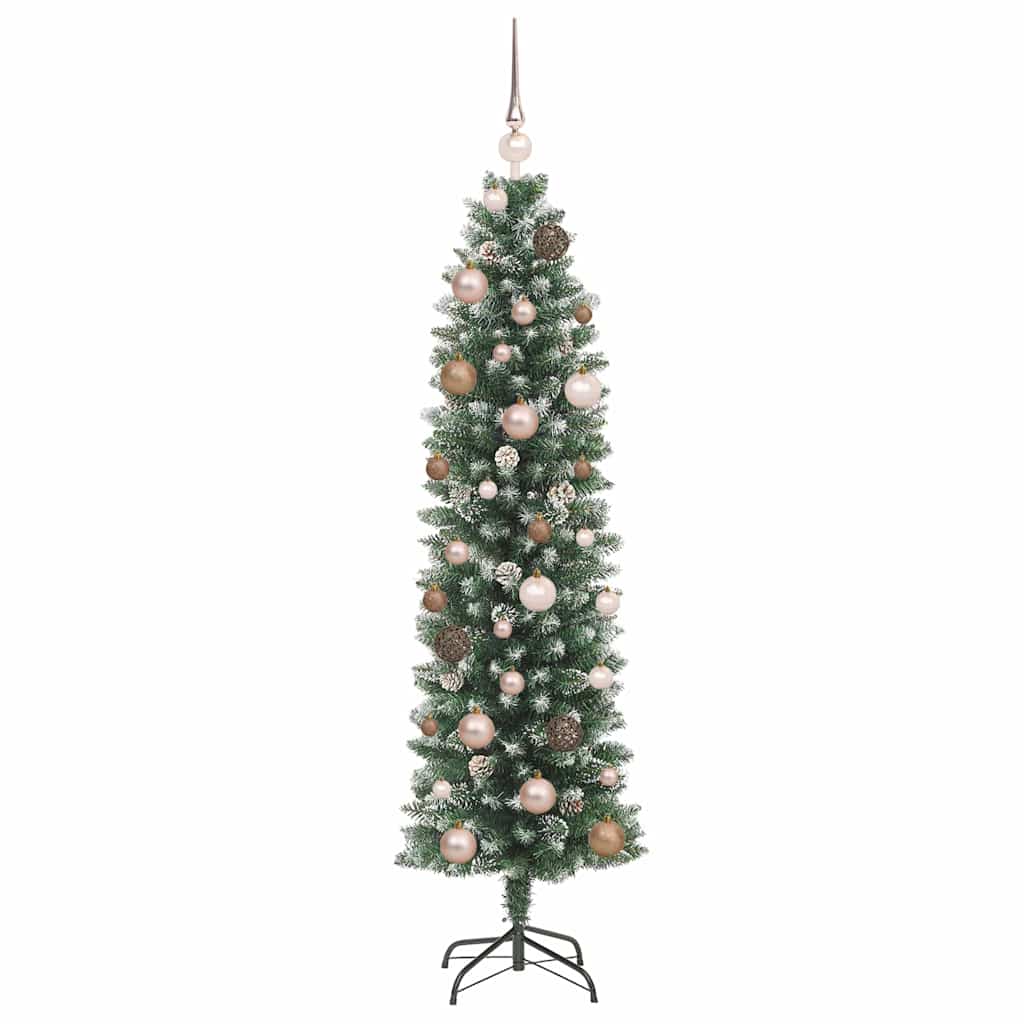 Dirbtinis lieknas Kalėdų medis su 150 LED Žalia ir balta 150 cm
