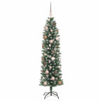 Dirbtinis lieknas Kalėdų medis su 150 LED Žalia ir balta 150 cm