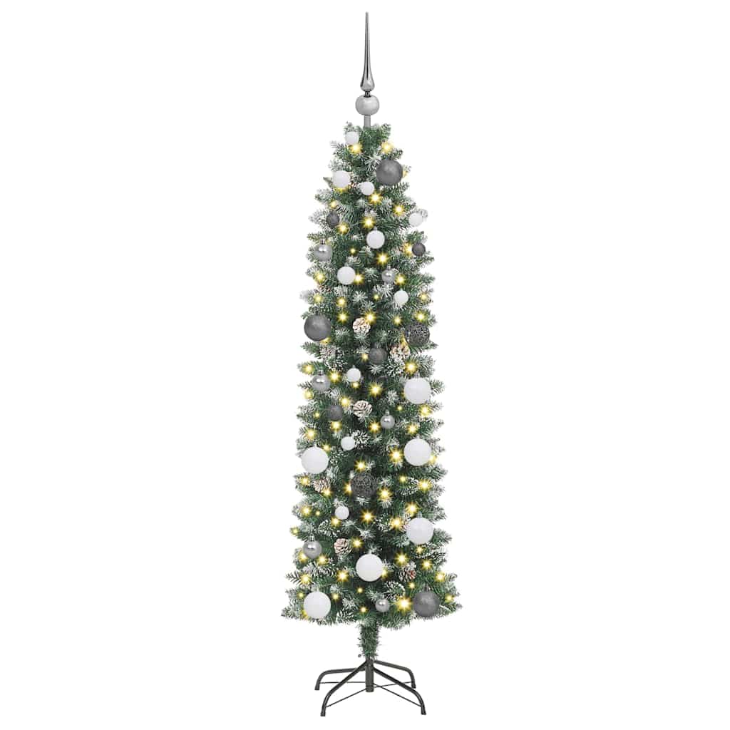 Dirbtinis lieknas Kalėdų medis su 150 LED Žalia ir balta 150 cm