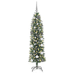Dirbtinis lieknas Kalėdų medis su 150 LED Žalia ir balta 150 cm