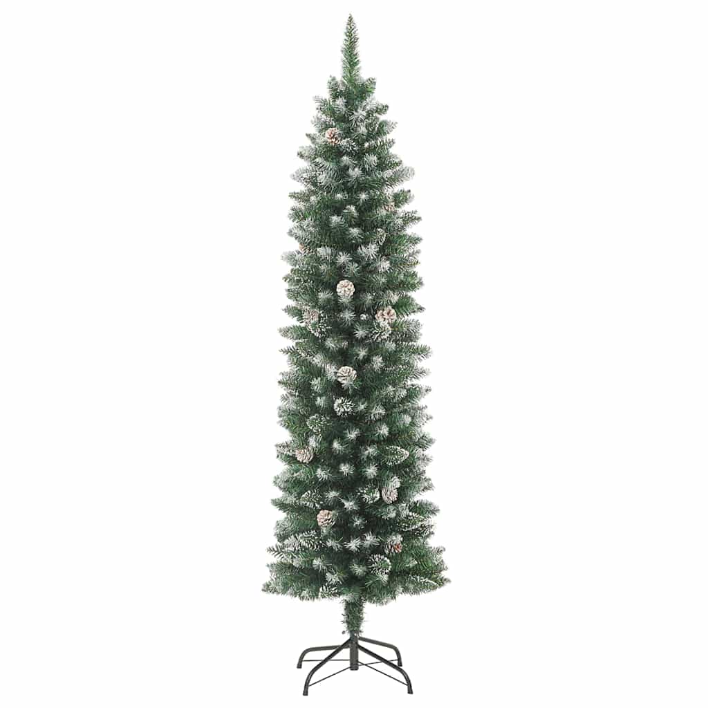 Dirbtinis lieknas Kalėdų medis su 150 LED Žalia ir balta 150 cm