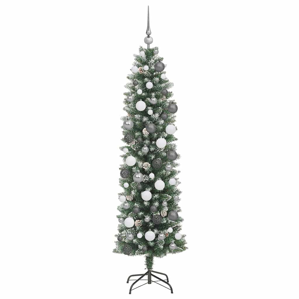 Dirbtinis lieknas Kalėdų medis su 300 LED Žalia ir balta 180 cm